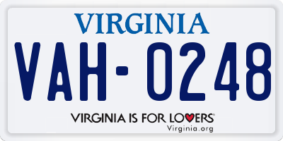 VA license plate VAH0248