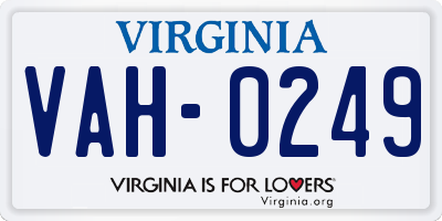 VA license plate VAH0249