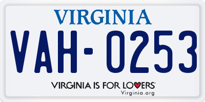 VA license plate VAH0253