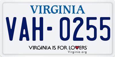 VA license plate VAH0255
