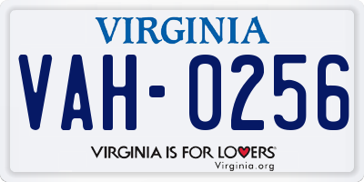 VA license plate VAH0256