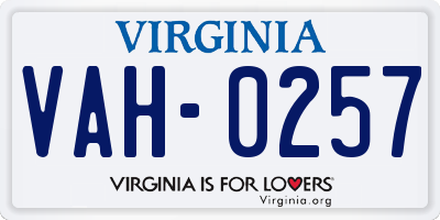 VA license plate VAH0257