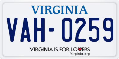 VA license plate VAH0259