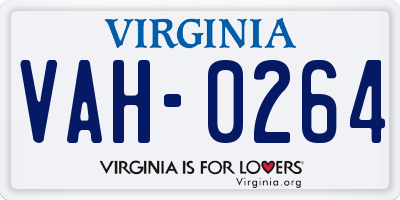 VA license plate VAH0264