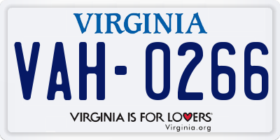 VA license plate VAH0266
