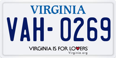 VA license plate VAH0269