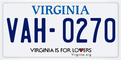 VA license plate VAH0270