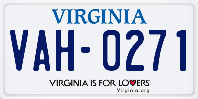 VA license plate VAH0271