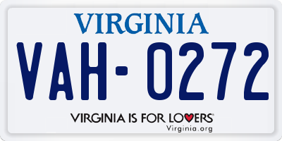 VA license plate VAH0272