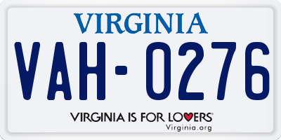 VA license plate VAH0276