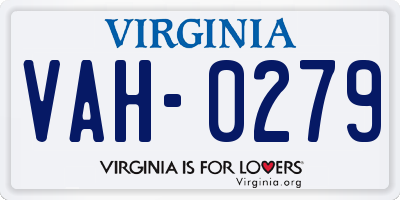 VA license plate VAH0279