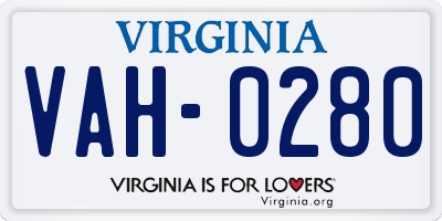 VA license plate VAH0280