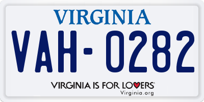 VA license plate VAH0282