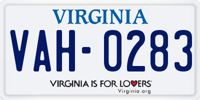 VA license plate VAH0283