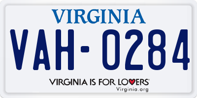 VA license plate VAH0284