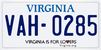 VA license plate VAH0285