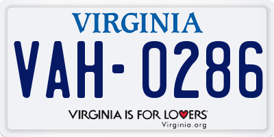 VA license plate VAH0286