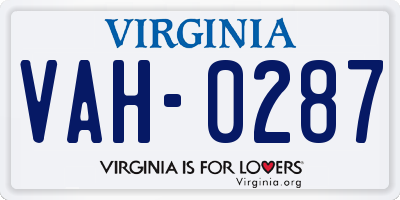 VA license plate VAH0287