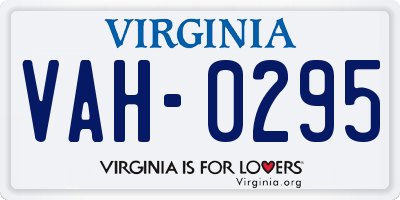 VA license plate VAH0295