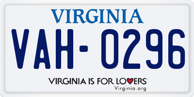 VA license plate VAH0296