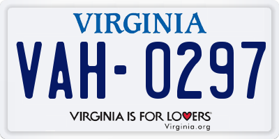 VA license plate VAH0297