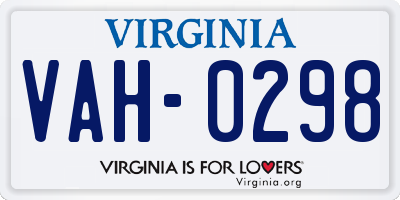 VA license plate VAH0298