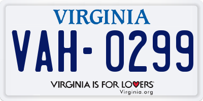 VA license plate VAH0299