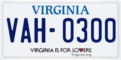 VA license plate VAH0300