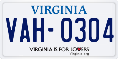 VA license plate VAH0304