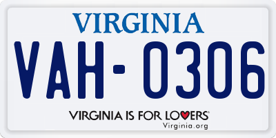VA license plate VAH0306