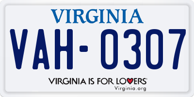 VA license plate VAH0307