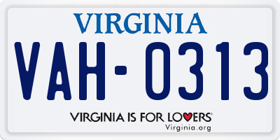 VA license plate VAH0313