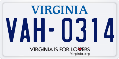 VA license plate VAH0314