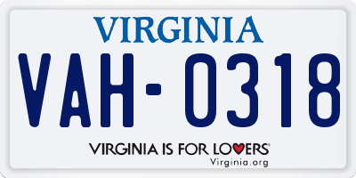 VA license plate VAH0318