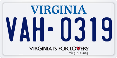 VA license plate VAH0319