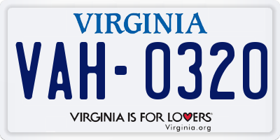 VA license plate VAH0320