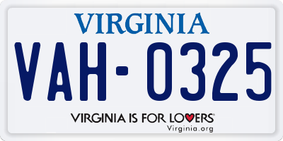 VA license plate VAH0325