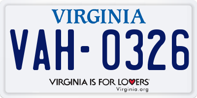 VA license plate VAH0326