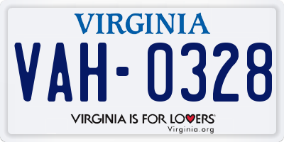 VA license plate VAH0328