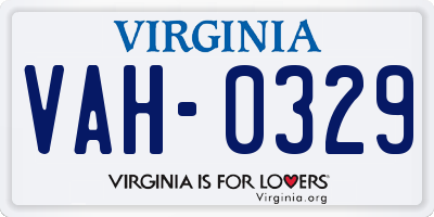 VA license plate VAH0329
