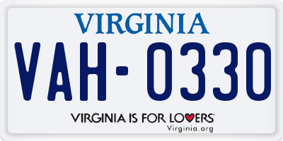 VA license plate VAH0330