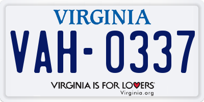 VA license plate VAH0337
