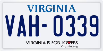 VA license plate VAH0339