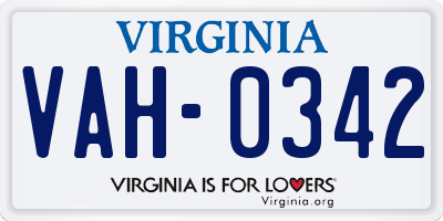 VA license plate VAH0342