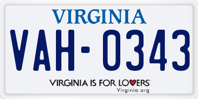 VA license plate VAH0343