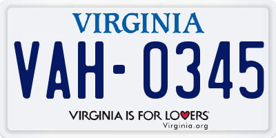 VA license plate VAH0345