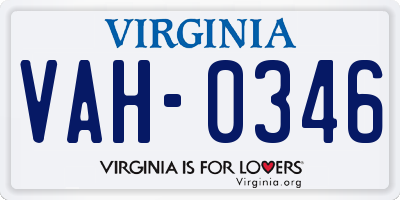 VA license plate VAH0346