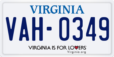 VA license plate VAH0349