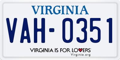 VA license plate VAH0351