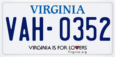 VA license plate VAH0352